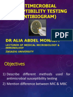 Antimicrobial Susceptibility Testing (Antibiogram) : DR Alia Abdel Monaem