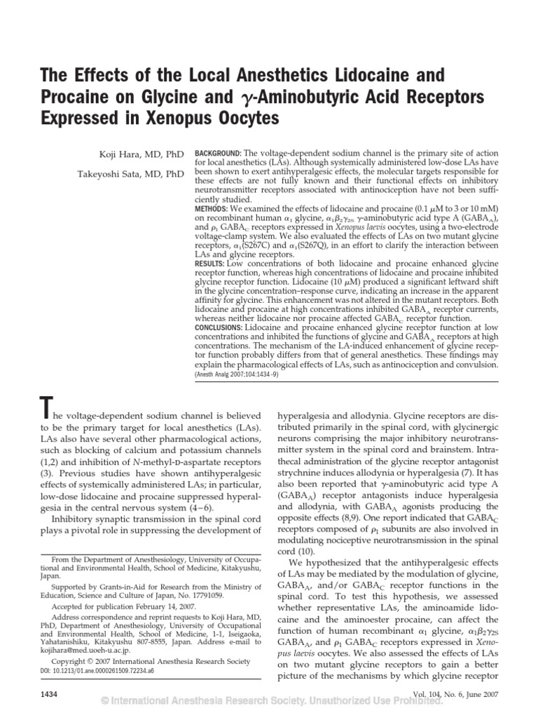 The Effects of The Local Anesthetics Lidocaine And.20 PDF