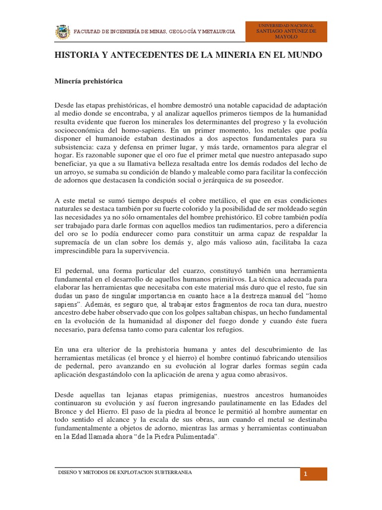 Historia de la Minería en el Mundo | PDF | Minería | Imperio Inca