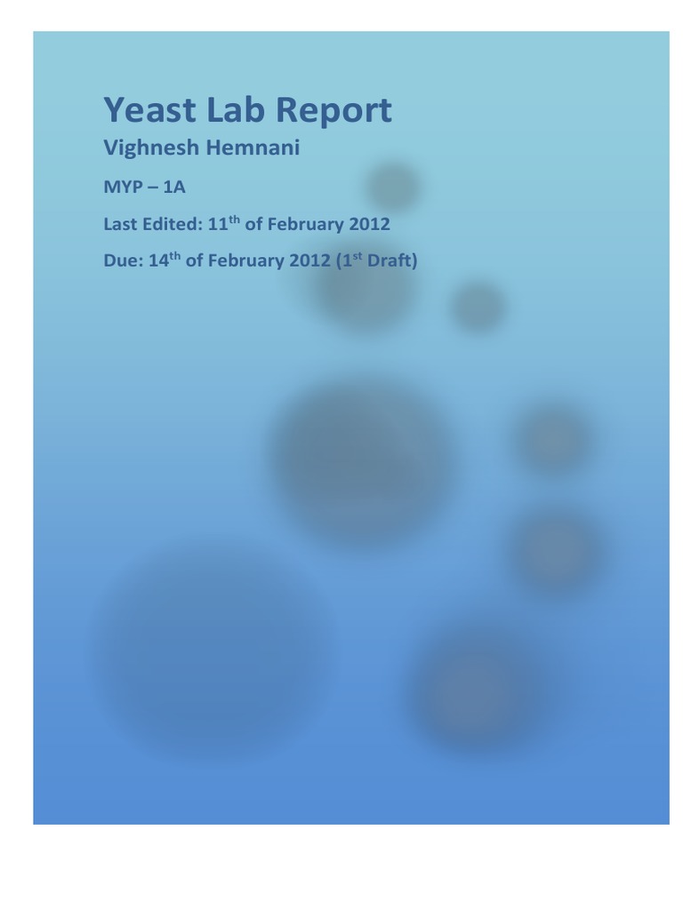 Yeast Lab Report PDF Yeast Carbon Dioxide