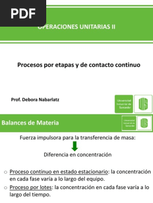 Operaciones Unitarias Ii Procesos Por Etapas Y De Contacto