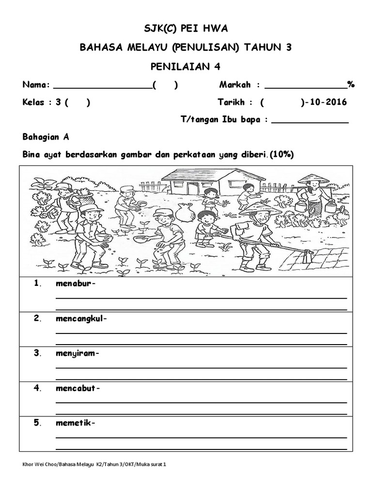 Bahasa Melayu Penulisan Tahun 3 Sjkc