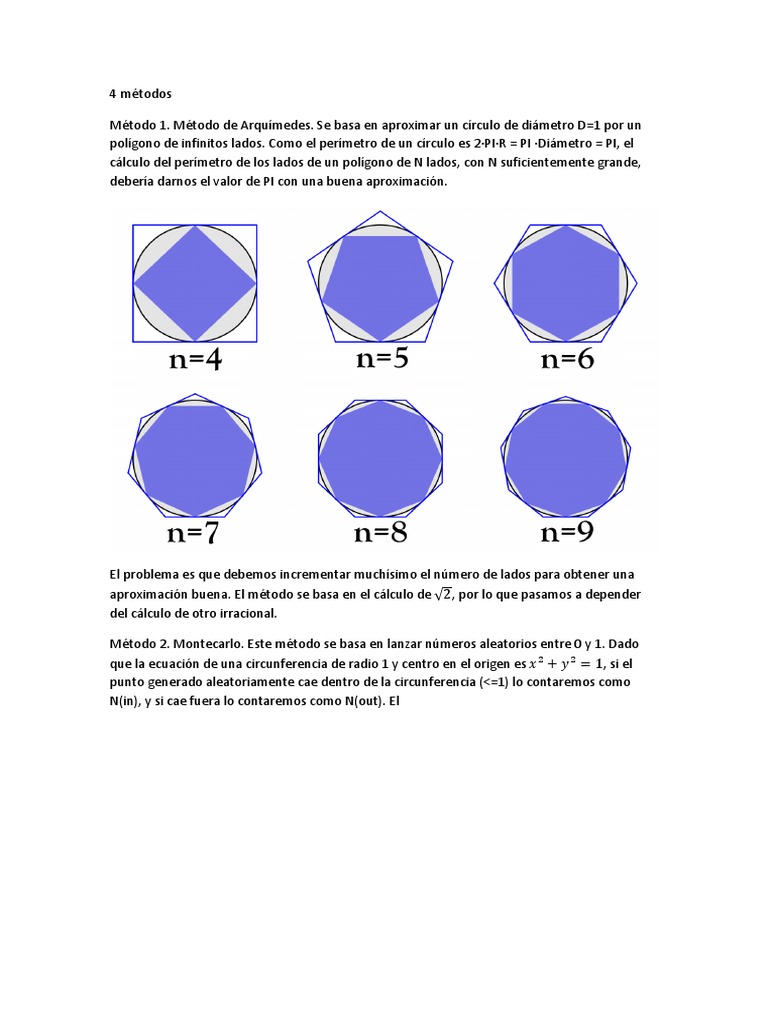 Calculo Del Numero Pi PDF Pi Circulo