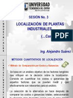 Sesión No. 3: Localización de Plantas Industriales. ( Continuación