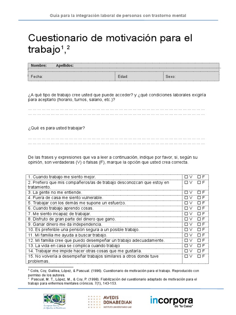 Cuestionario de Motivación Laboral | PDF | Salud pública | Humanidades ...