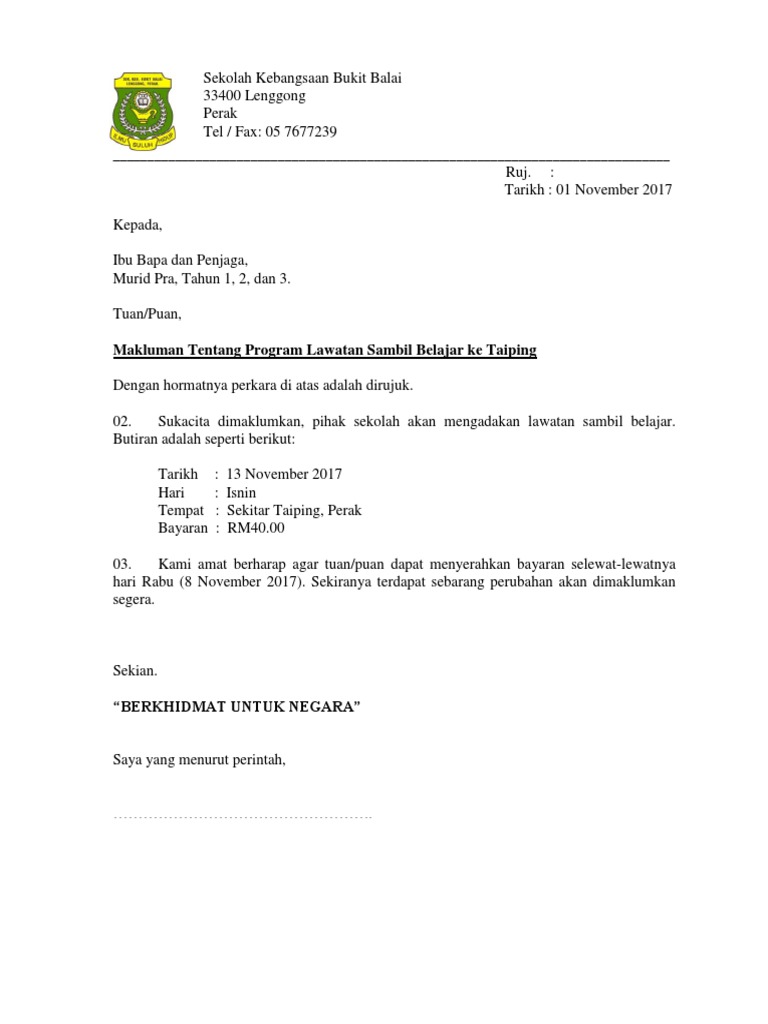 Surat Makluman Ibu Bapa  PDF