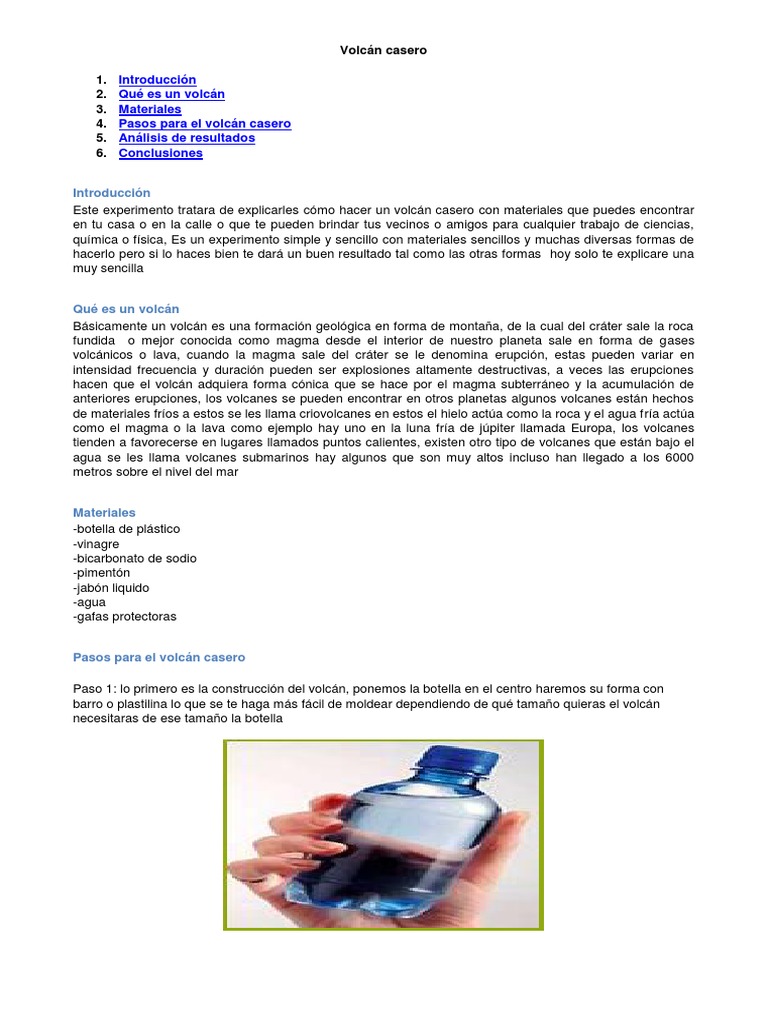 Informe Experimento Volcan Casero Volcán Tipos de