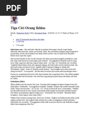 Tiga Ciri Orang Ikhlas Pdf