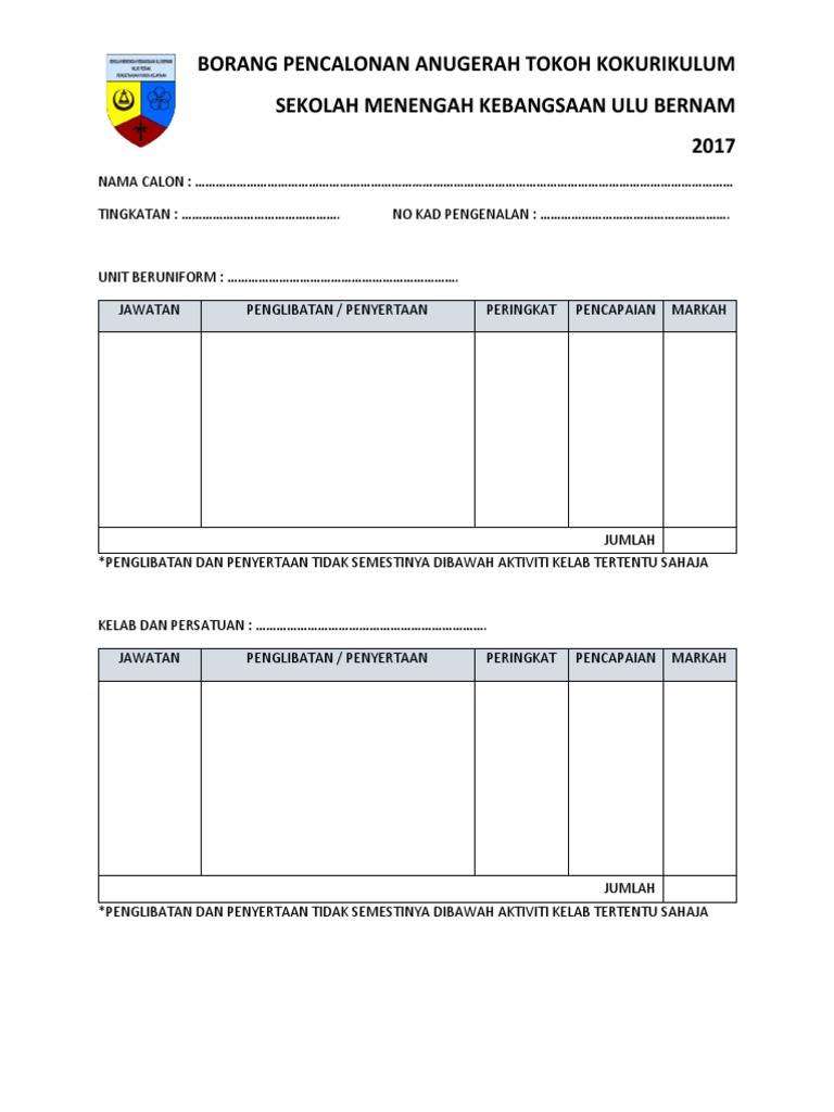 Borang Pencalonan Anugerah Tokoh Kokurikulum  PDF