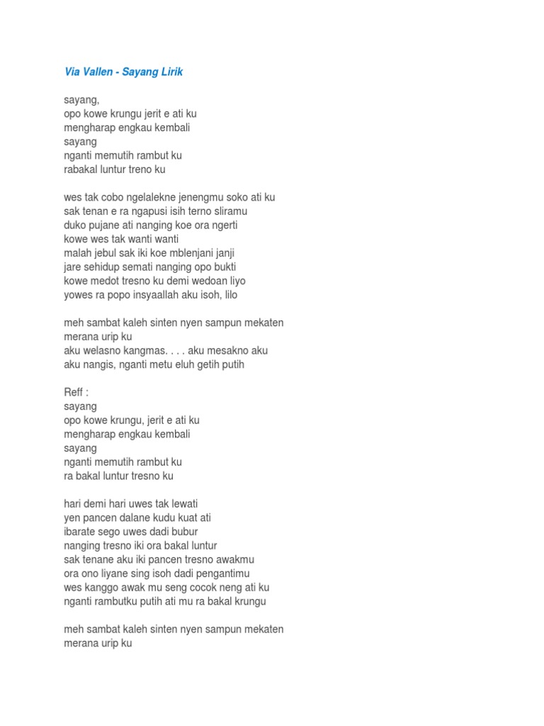 Lirik Lagu Via Vallen Sayang