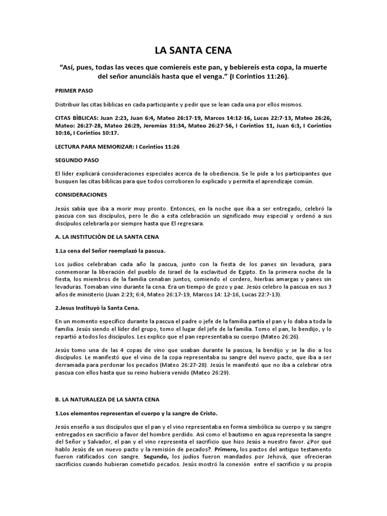 Lecciòn 17 La Santa Cena | PDF | eucaristía | Cristo (título)