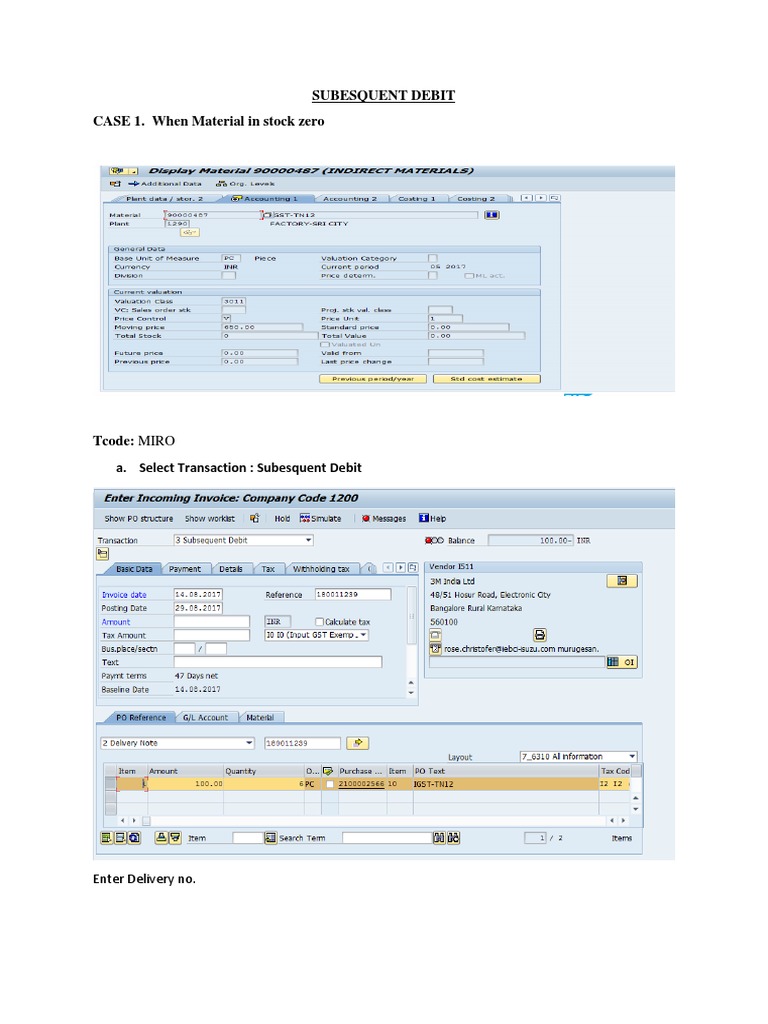 Procedures for Performing Subsequent Debit and Credit Transactions in ...