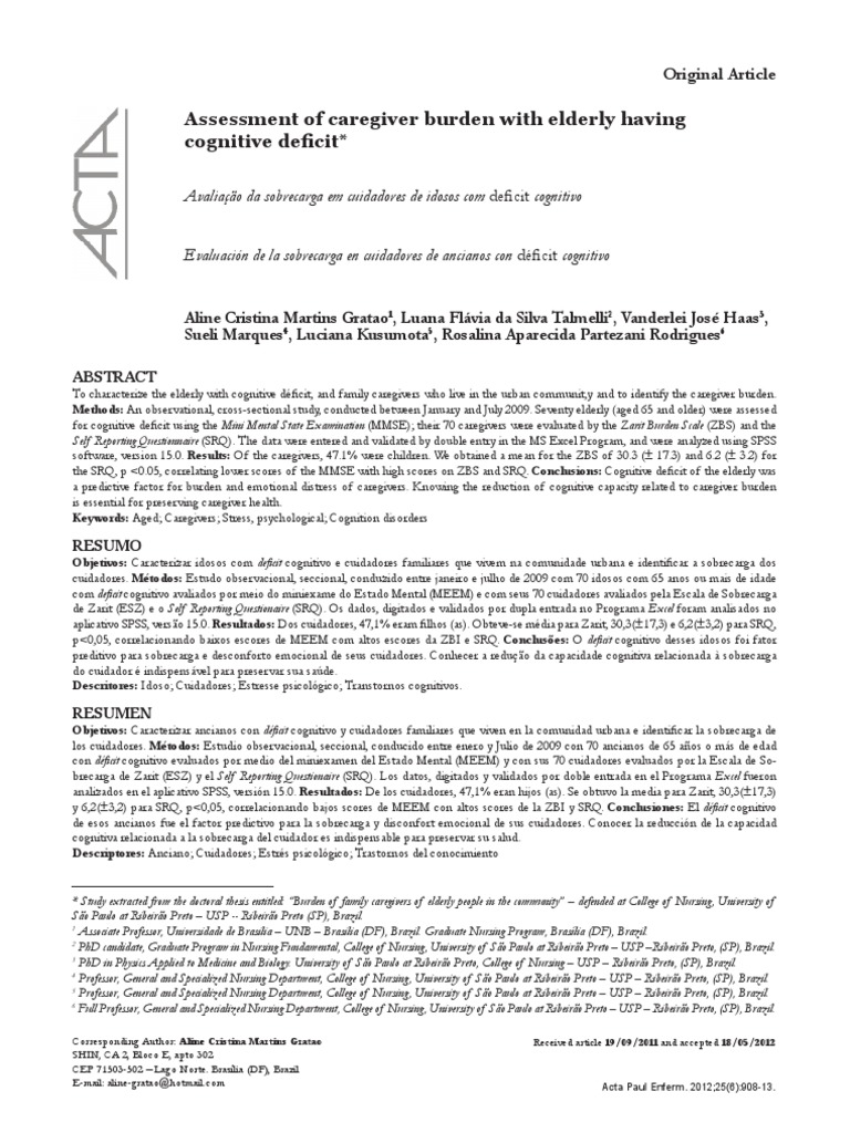 Assessment of Family Burden | PDF | Caregiver | Dementia