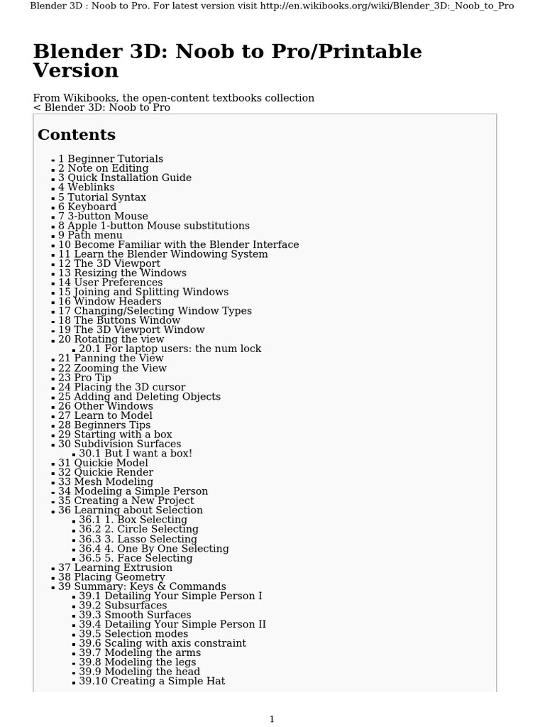 Blender 3D - Noob To Pro PDF | PDF | Computer Keyboard | 3 D Computer ...