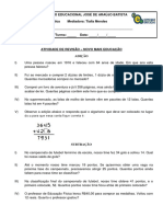 1ª Revisão Matemática - Novo Mais Educação