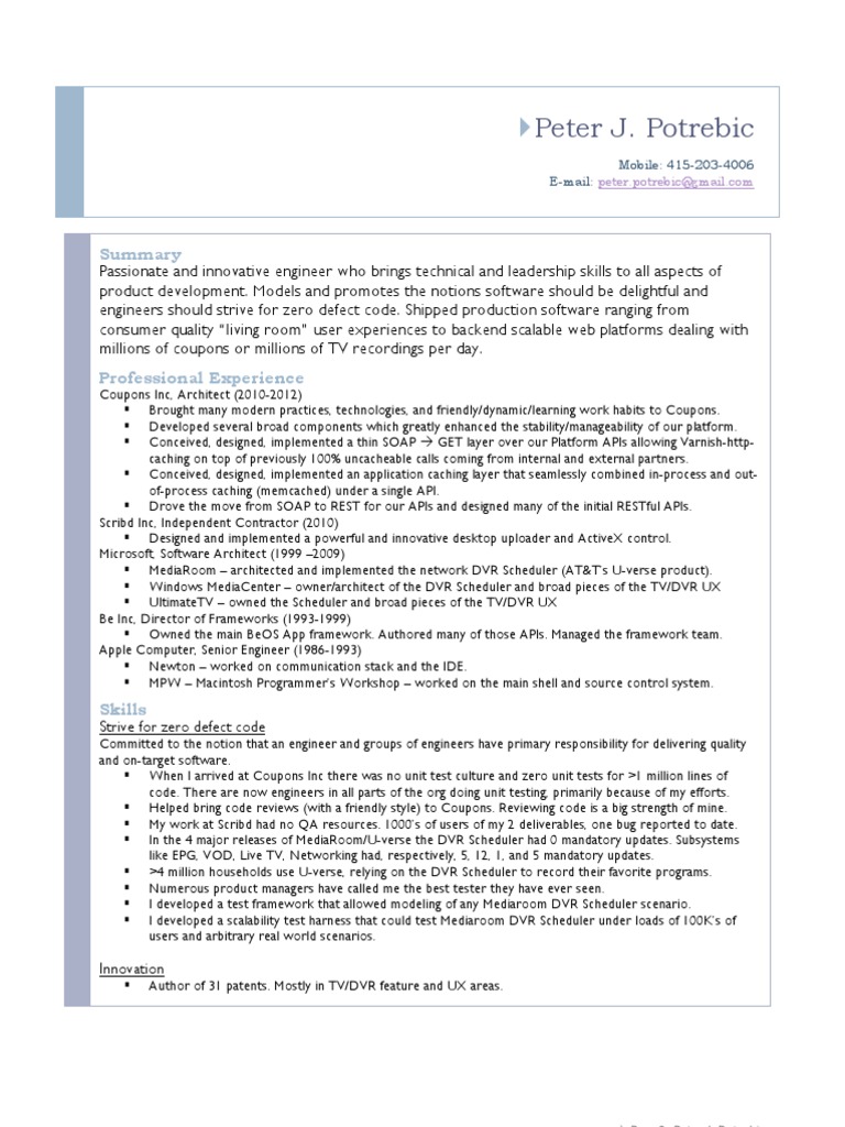 Innovative Software Engineer Profile | PDF | Application Programming ...
