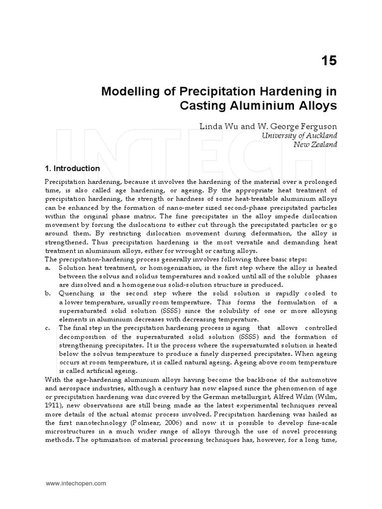 Modelling of Precipitation Hardening in Casting Aluminium Alloys PDF