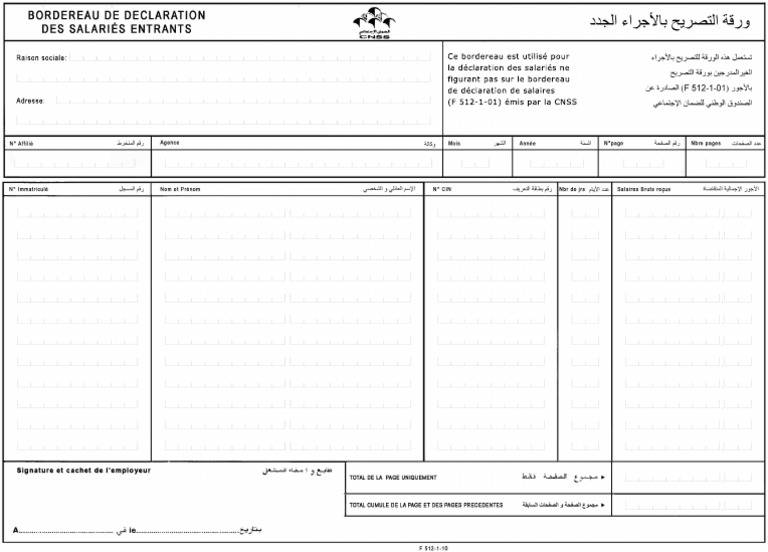 TÉLÉCHARGER BORDEREAU DE DÉCLARATION DES SALAIRES ENTRANTS GRATUIT
