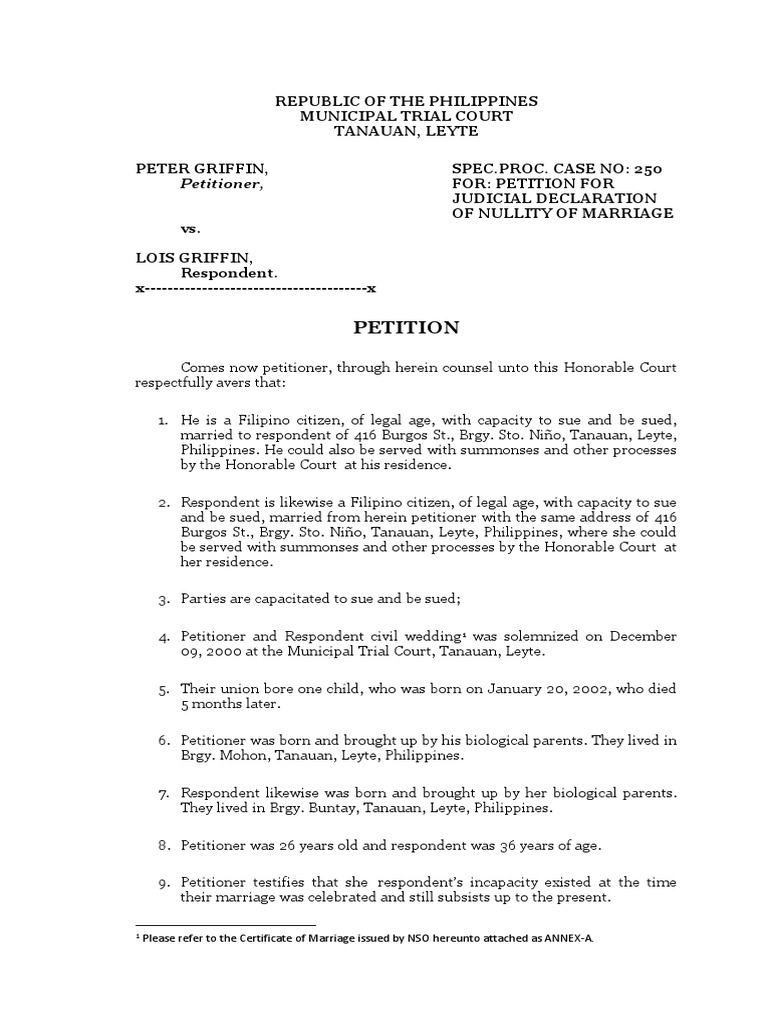 Pleading, Declaration of Nullity | PDF | Psychology | Justice