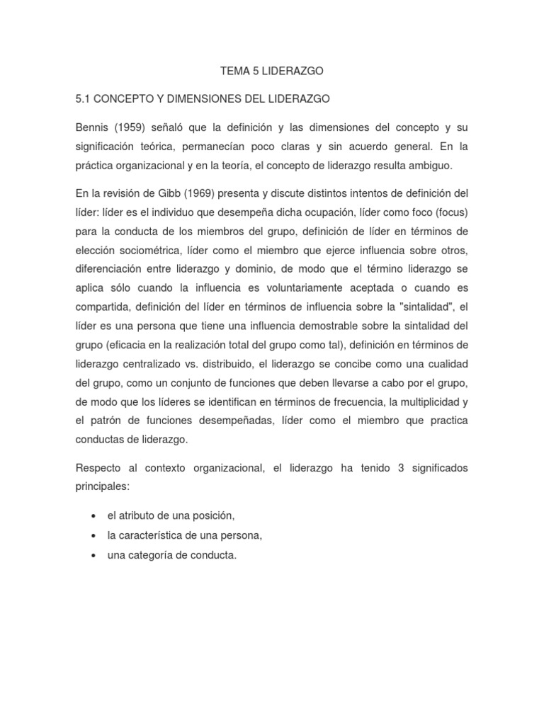 Dimensiones y Teorías del Liderazgo | PDF | Negociación | Liderazgo