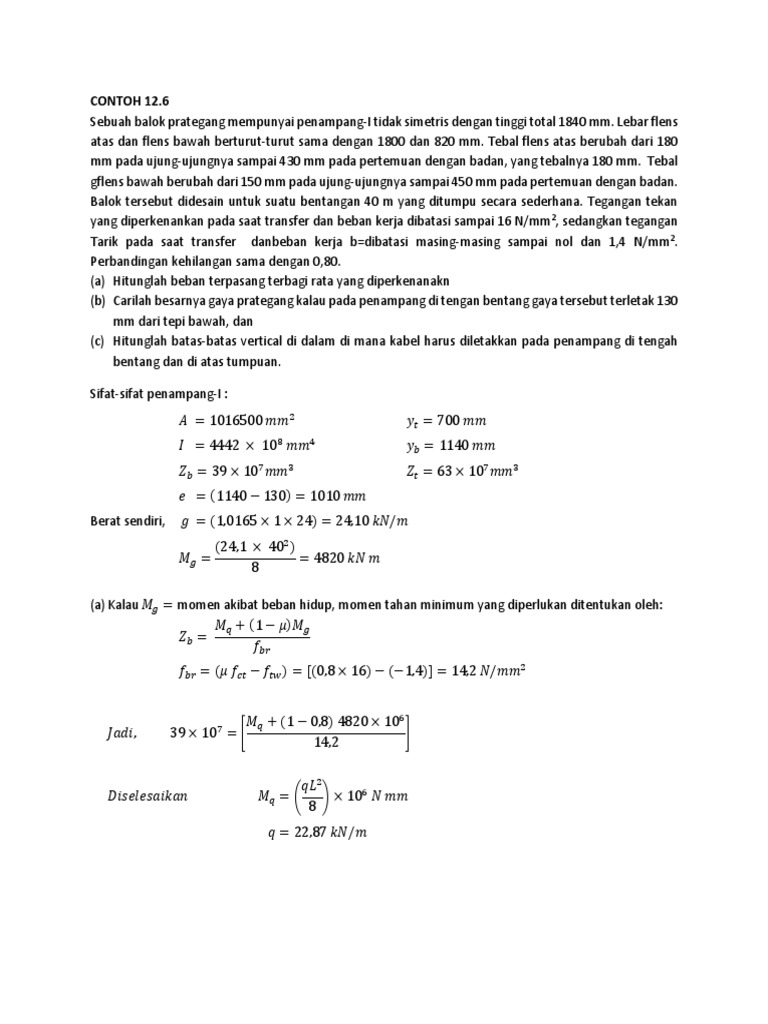 Contoh soal desain penampang(Beton Prategang)