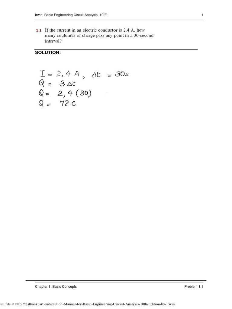 Solution Manual For Basic Engineering Circuit Analysis 10th Edition by ...