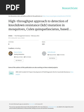 High-throughput Approach to Detection of Knockdown Resistance (Kdr) Mutation in Mosquitoes Culex Qui