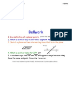 Bellwork: 1. Give Definition of Coplanar Points