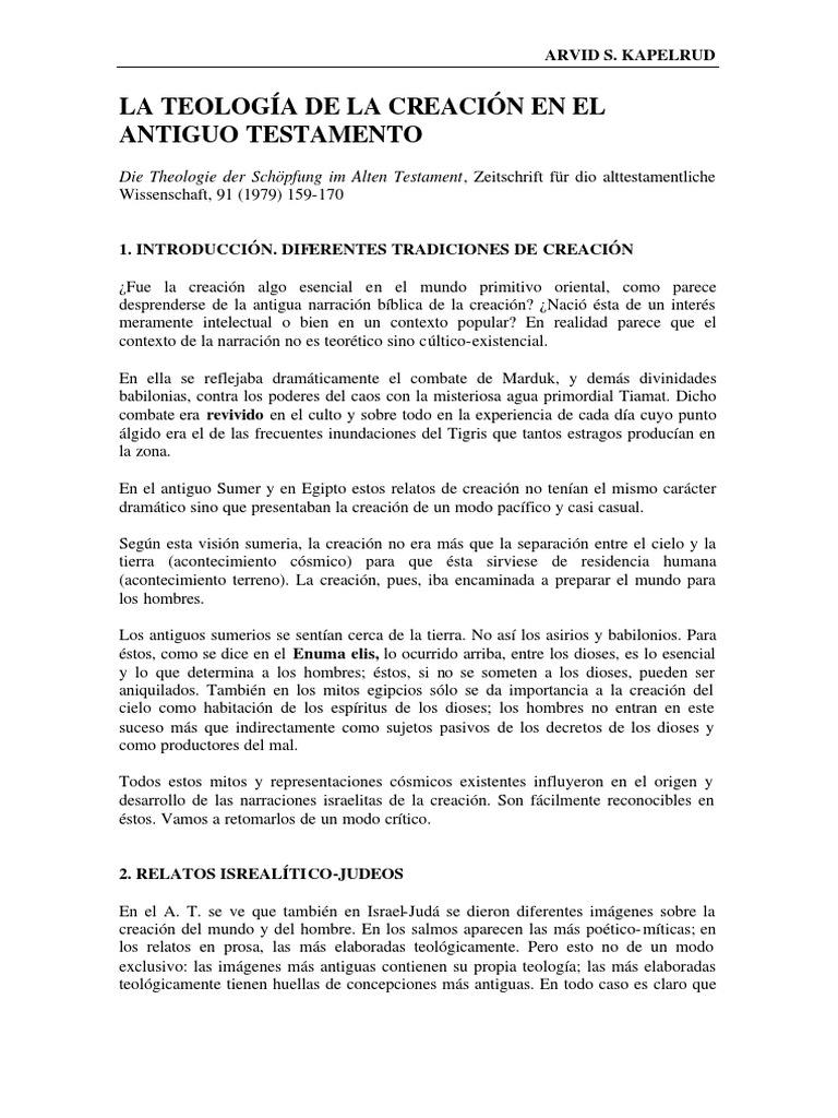 La Teologia de La Creacion en El AT PDF Descargar gratis PDF Mitos