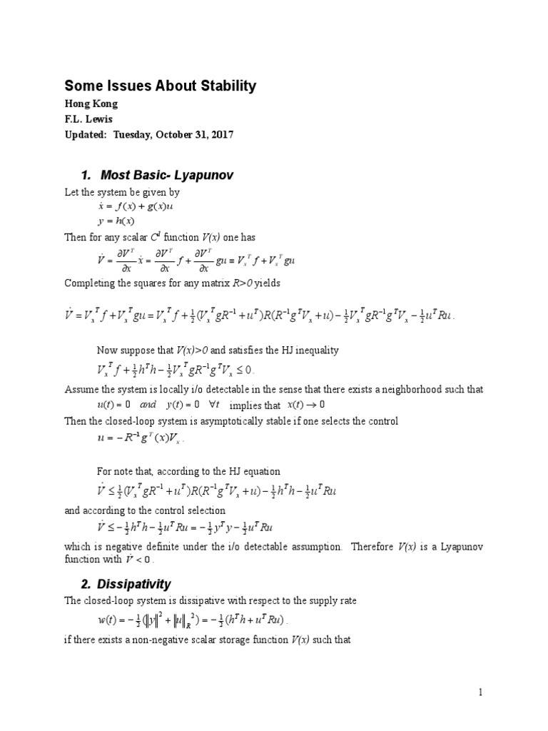 Stability Analysis in Control Systems | PDF | Stability Theory | Analysis