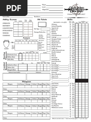 Character Sheet