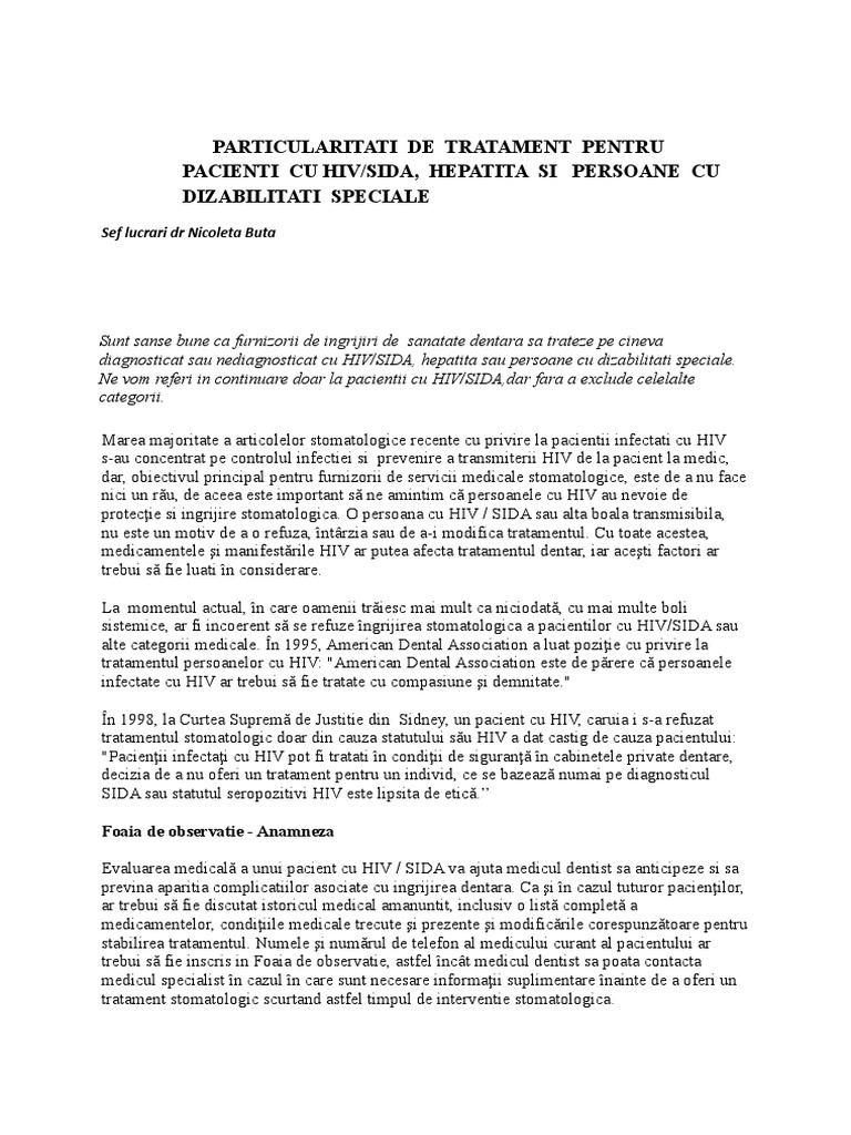 Particularitati Tratament Pacienti Cu Hiv | PDF