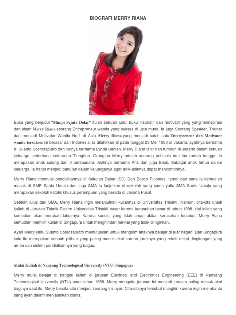 Biografi dan Karier Merry Riana | PDF