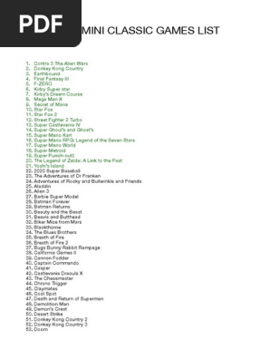 Snes mini 821 games list discount