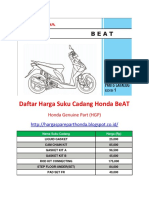 Daftar Harga Suku Cadang Honda BeAT