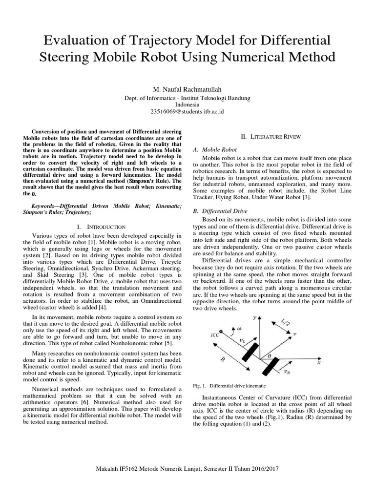 Evaluation of Trajectory Model For Differential Steering Using