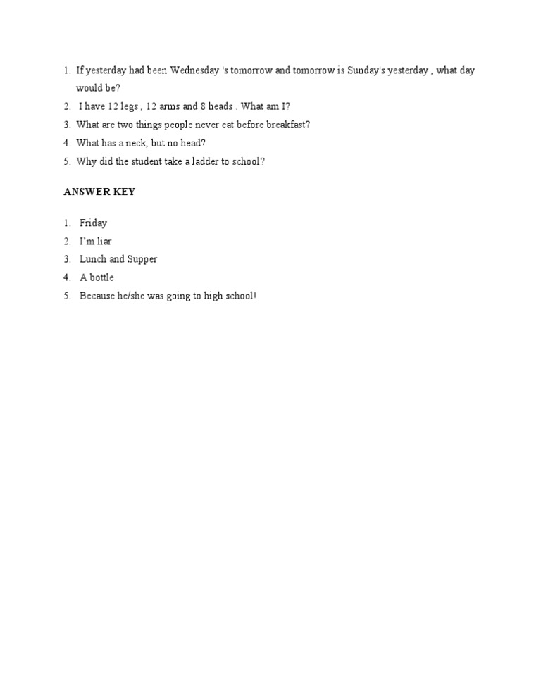 Fun Riddles and Answers for Kids | PDF