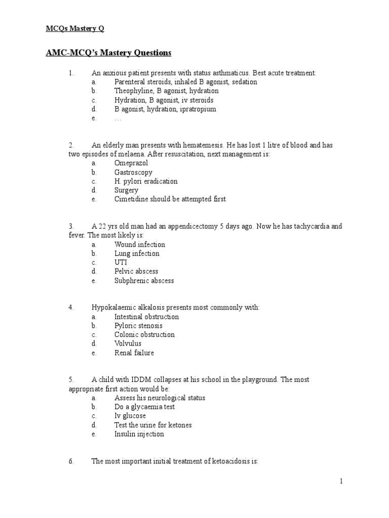 AMCMCQ's Mastery Questions Hepatitis Electrocardiography
