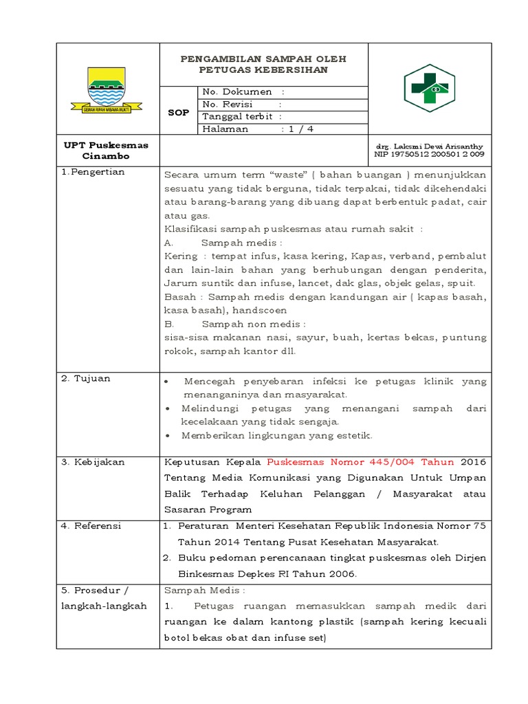 Sop Kebersihan Di Puskesmas