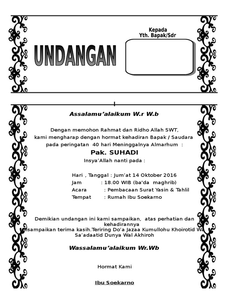 Undangan 40 Hari