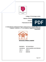 College of Technology London Masters of Business Administration Course Code: MBA6010-L Frameworks For Research Assignment