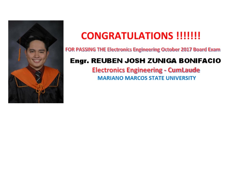 Congratulations !!!!!!!: Engr. Reuben Josh Zuniga Bonifacio | PDF