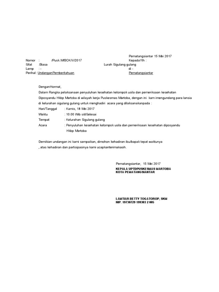 Contoh Undangan Lansia HKBP | PDF