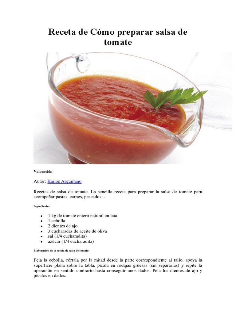 Receta De Como Preparar Salsa De Tomate Karlos Arguinano