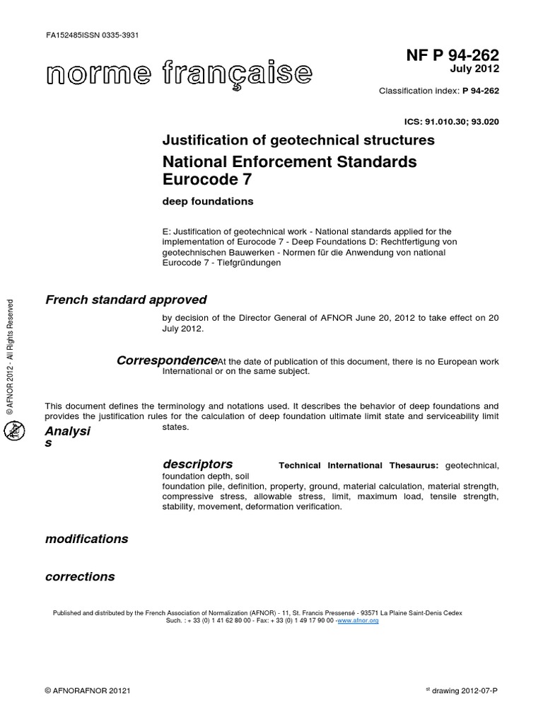 Eurocode 7 (Nf P94-262) (En) | Pdf | Deep Foundation | Geotechnical  Engineering
