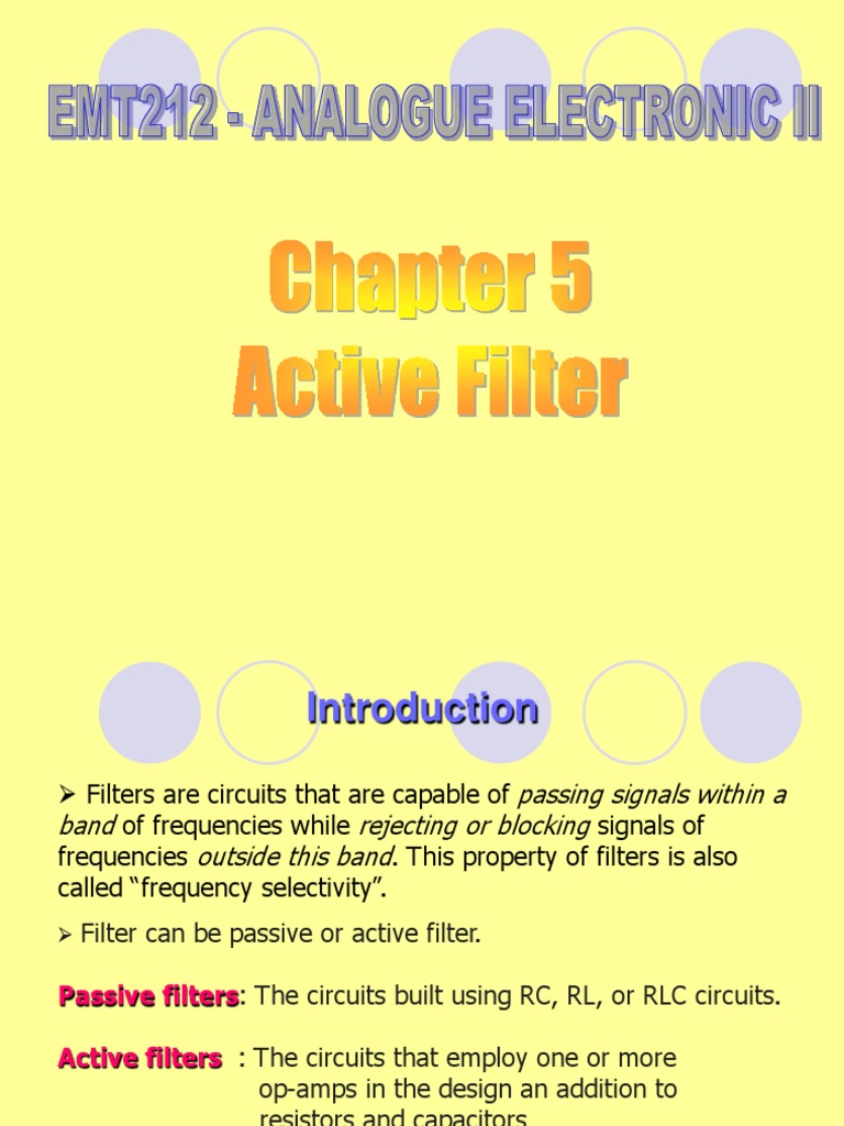 Chapter 5 Active Filter PDF Electronic Filter Low Pass Filter