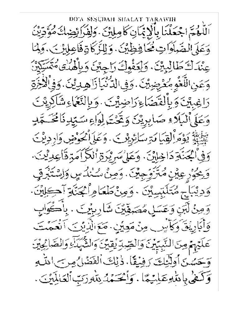 Doa Tarowihtarawih