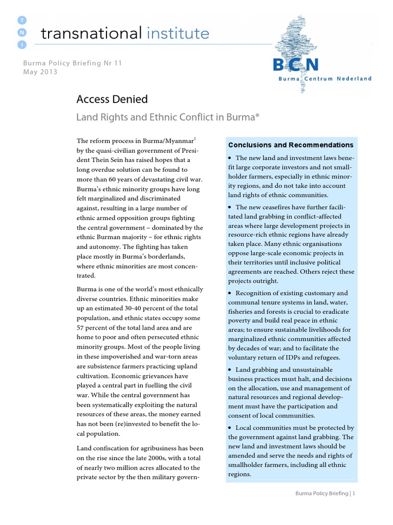 Burma Land Kisah Tentang Sistem Tanah Burma PDF Myanmar Land Law