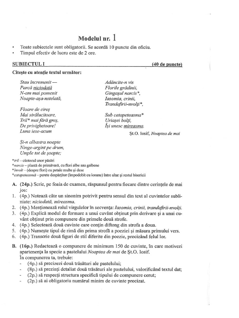 Romana Teste Evaluare Clasa A Viii A