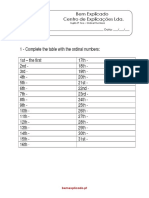 2.3 Ficha de Trabalho Ordinal Numbers 2